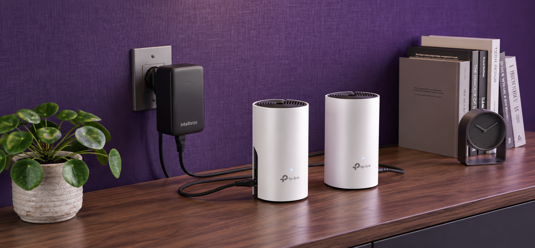 Nobreak Intelbras conectado a dois equipamentos Wi-Fi Mesh