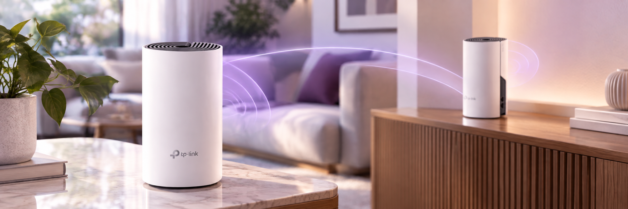 Dois equipamentos Wi-Fi Mesh distribuindo sinal pela casa